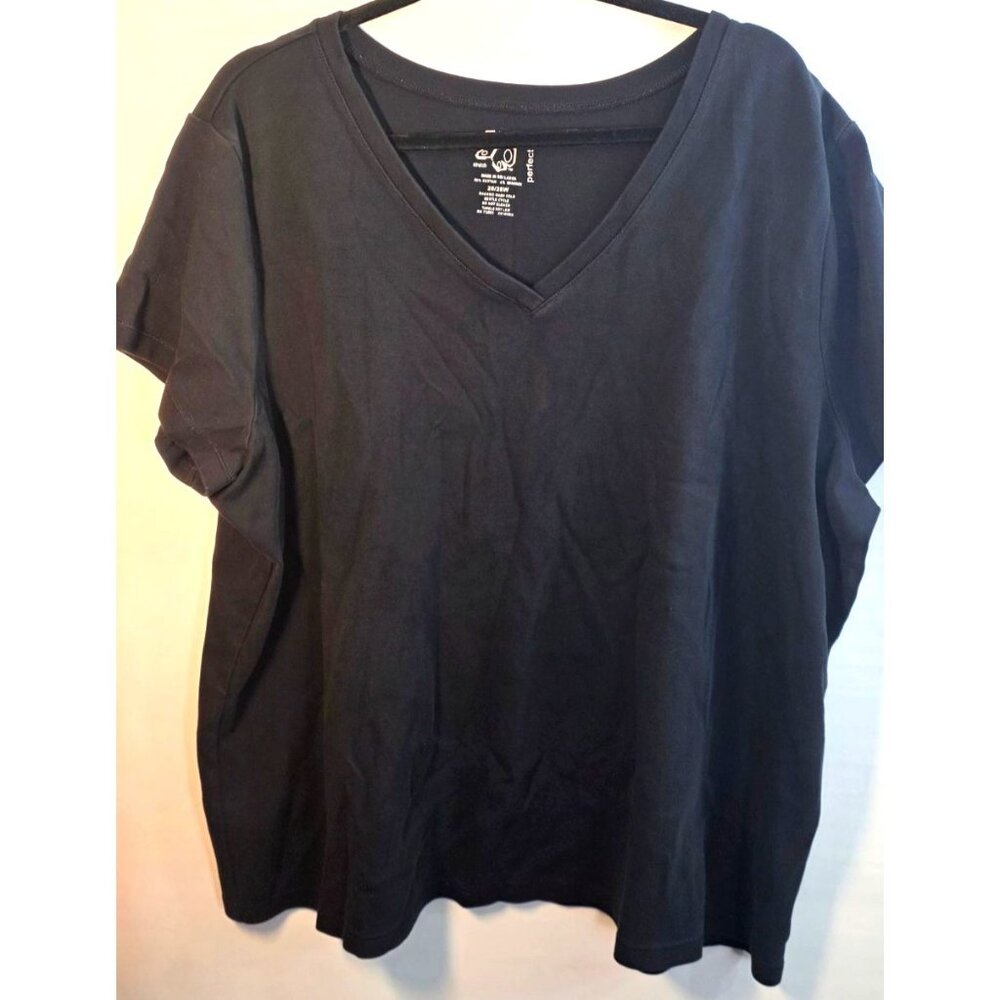 Vintage Fashion Bug Perfect Fit Tee Plus Size T Shirt 26/28W 26 28 W Top Black